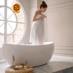 GMC Freestanding Resin Stone Bathtub White Matte Adult 150 140cm Length