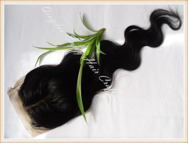 Silk top closure 4''x4'' peruvian virgin hair natural color,body wave 10''-24'