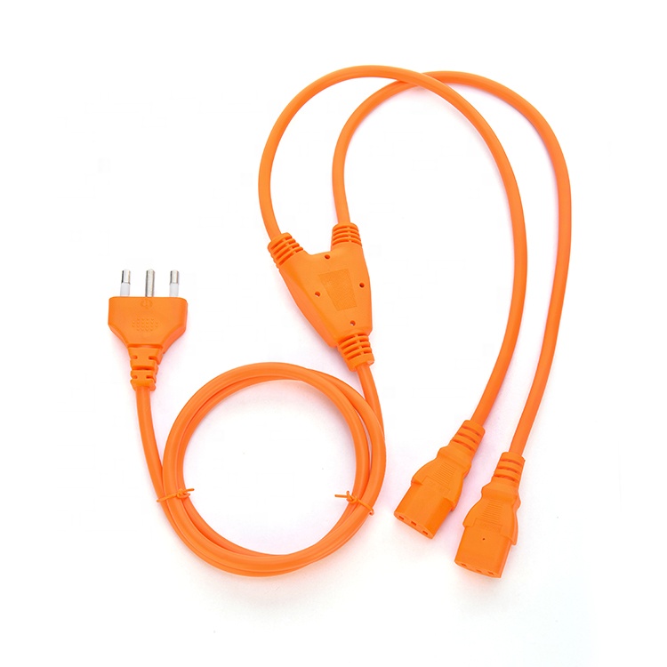 Italy 3pin Plug to 2*C13 Female Y Type Splitter Power Cord Grounding Non-Grounding Current/Voltage Rate 16A/250V