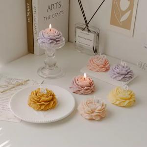 Quality Handmade Creative Scented Candles Multi Color Peony Shaped Candle wholesale