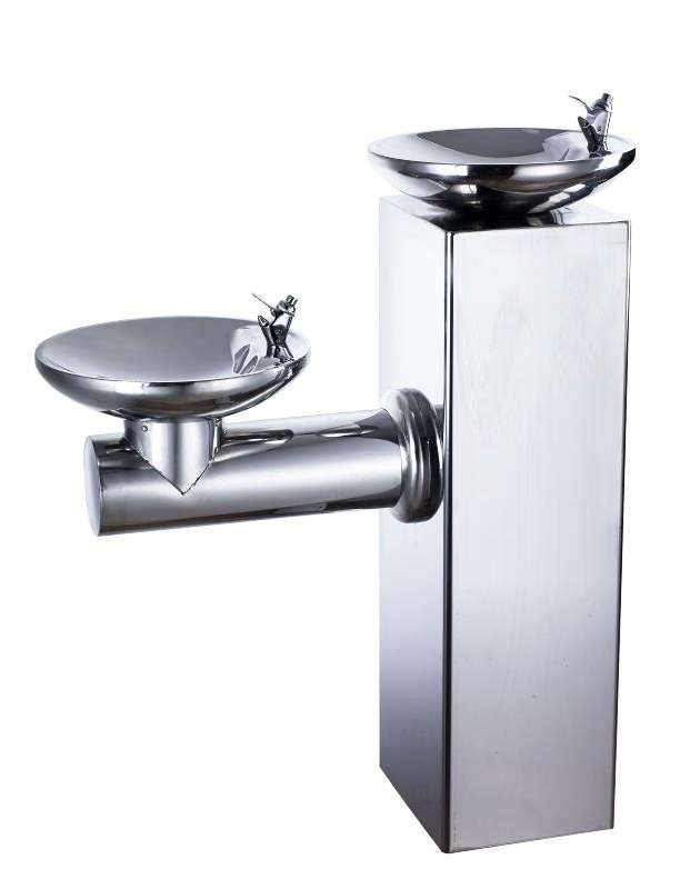 Double Basin Outside Drinking Fountain Round For Hot And Cold Water