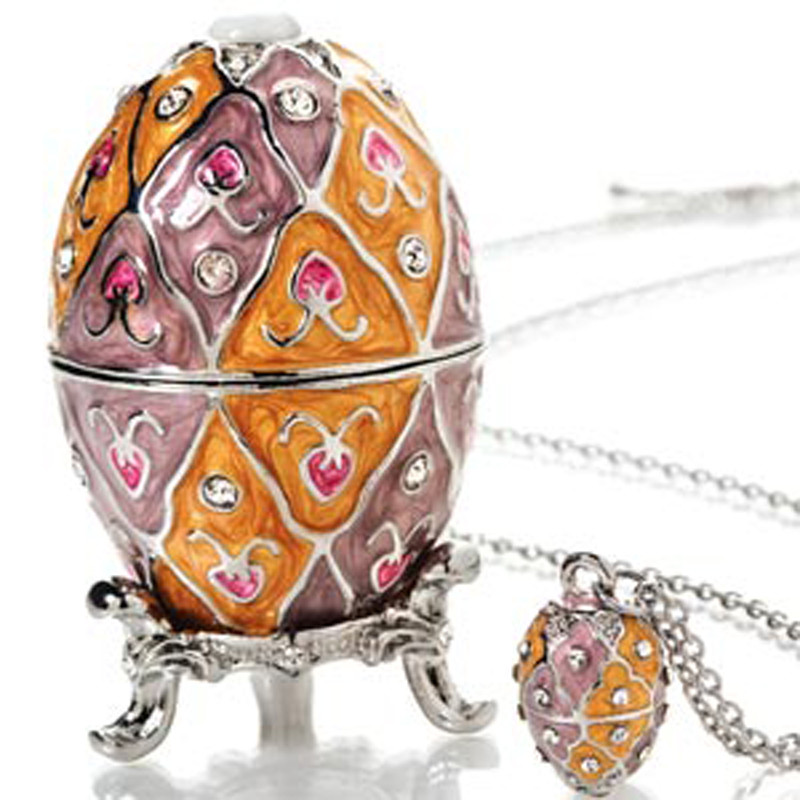 Decorative Earring Ring Trinket Box Holder Box Hand Enamel Easter Egg jewelry box Style Hinged Jewelry for Home Ornament