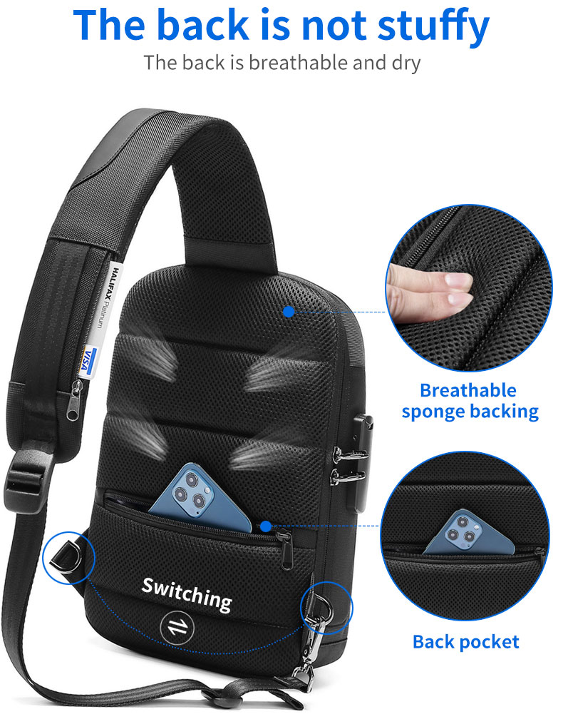 New custom logo Shoulder bag multifunctional waterproof anti theft chest bag men sling bag
