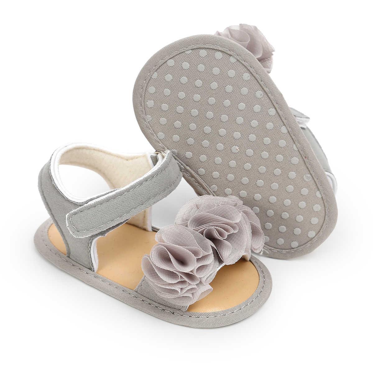 Amazon Hot sale Lace flower Soft sole baby barefoot red toddler sandals