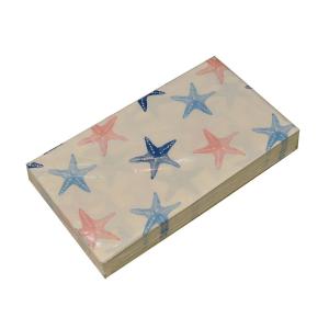 Quality Disposable 6.5 X 6.5 Inch 18gsm Linen Look Paper Napkins Starfish Printed wholesale