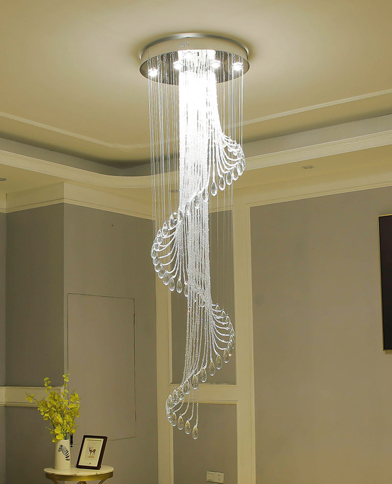 Crystal Room Lights Spiral K9 Crystal Staircase European Chandelier(WH-NC-21)
