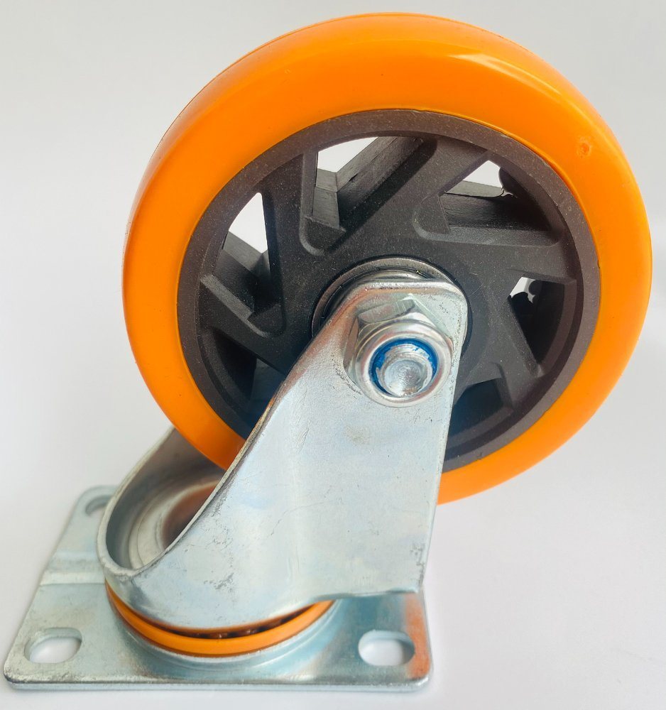 75mm 3inch Orange Industrial Trolley Furniture PU/PVC Castor