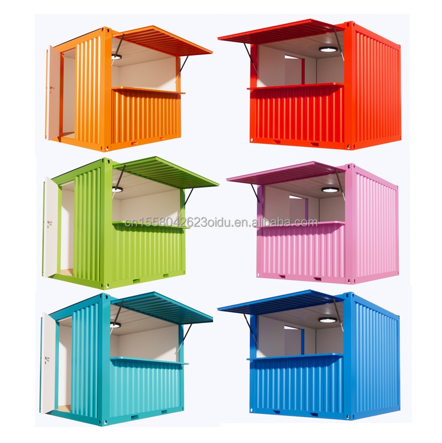 Galvanized Steel Square Tubes Main Structure Mobile Prefabricated Container House Shop on Wheels for a Bar 20ft/40ft Size
