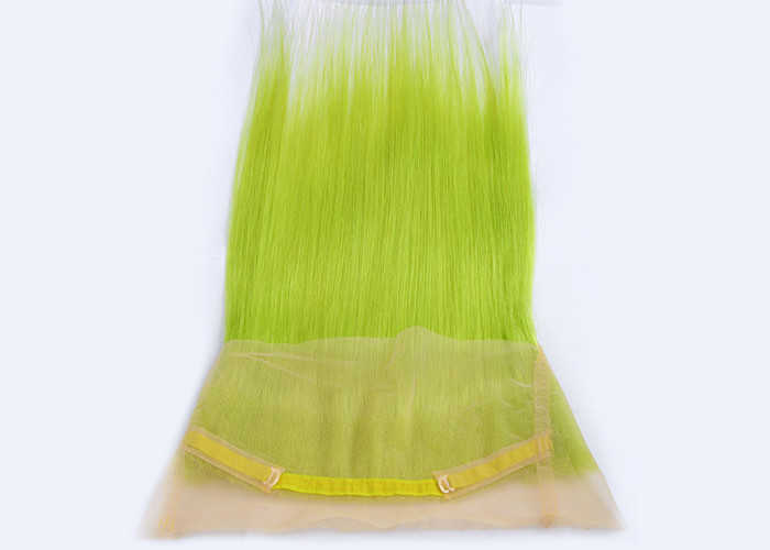 Custom 360 Wig Human Hair Virgin Fluorescent Green Color 20 Inch Straight