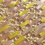 Shine diamond design strip glass mix metal mosaic puzzle pattern