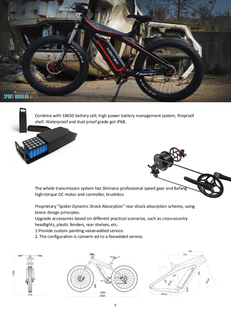 Domanca Carbon Fiber Fat Tire Electric Bike Off eBike 750w with JELLY POWER Battery