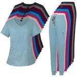 Woven Fabric Hospital Scrub Suit Custom Logo 3 Pockets