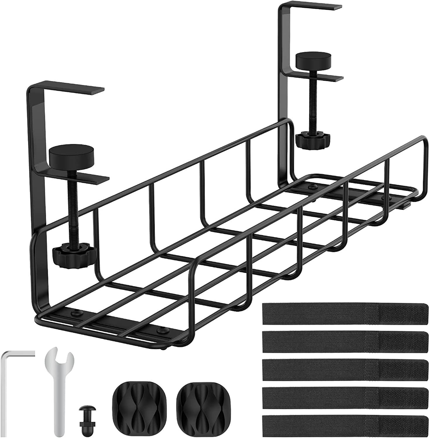 Under Desk Cable Management Made Easy Bolt Inserting Wire Organizer with Iron Fabric