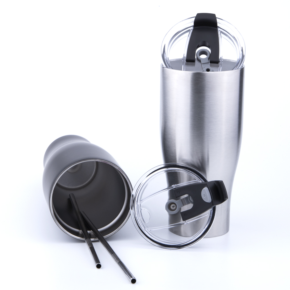 Popular 900ml Stainless Steel Vacuum Insulated Mug Portable Coffee Cup with Straw