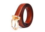 Red 125cm Womens Ostrich Leather Belt With Gold Buckle
