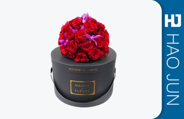 New Arrival High Quality Round Black Cardboard Decorative Flower Boxes Kraft