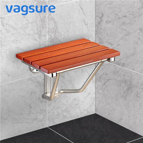 Loading Weight 160KG Fold Down Shower Seat , Relaxing Waterproof Solid Wooden