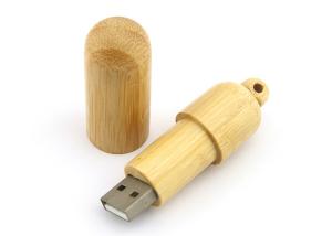 Quality Round Shape Bamboo Usb Flash Drive With Silk Screen / Color Printing Logo wholesale
