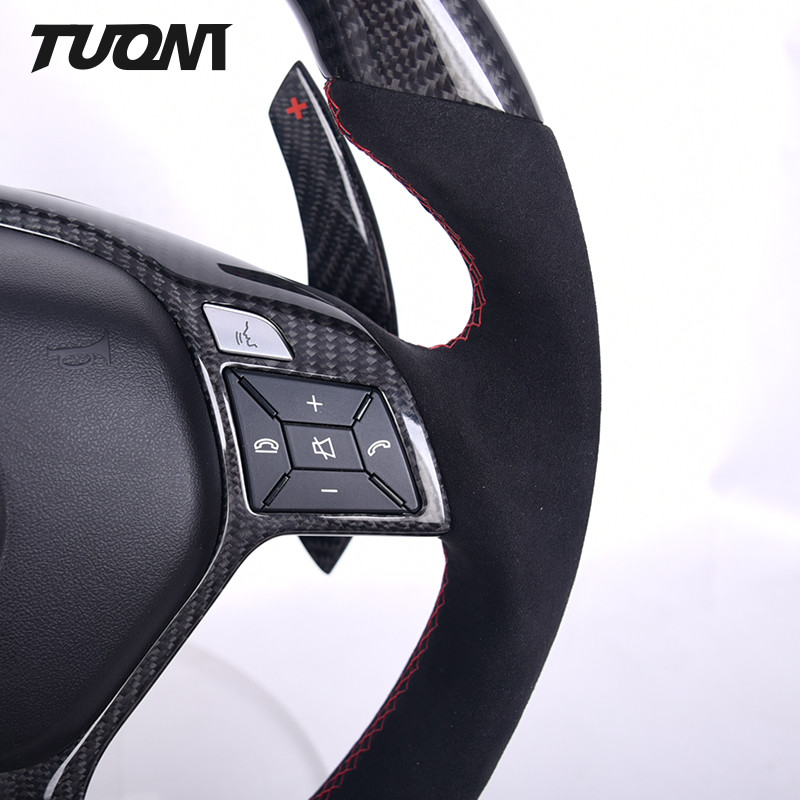 Custom Carbon Fiber Mercedes Benz Alcantara Steering Wheel Flat Top And Bottom