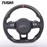 Leather Red Stitching Carbon Fiber Volkswagen Steering Wheel OEM 350mm