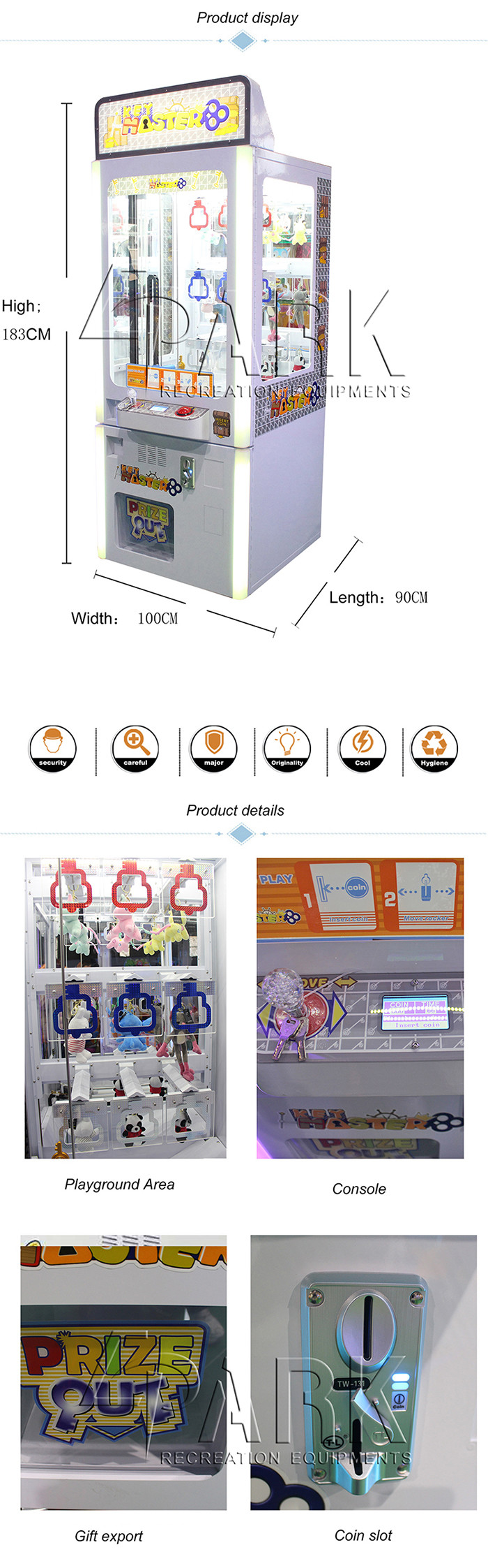Amusement mini golden key crane machine coin pusher joystick control doll drop machine