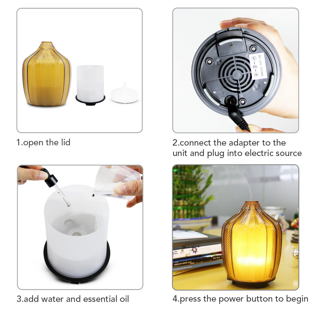 Homefish OEM Commercial Art Glass Aroma Diffuser Nebulizer Essential Oil 120ml Scent Machine Ultrasonic
