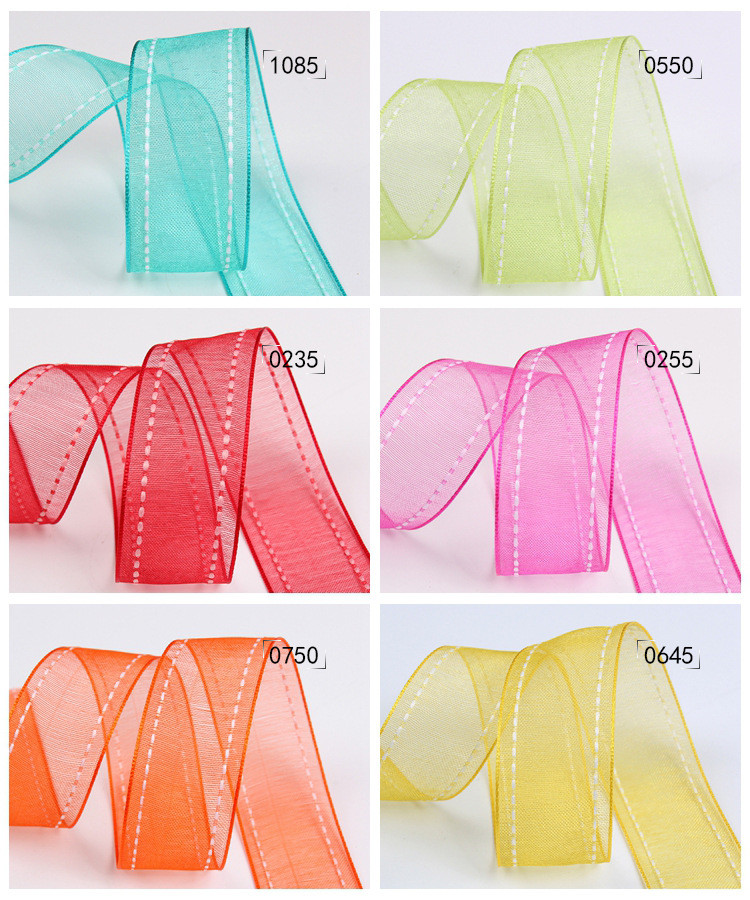25mm|38mm Stitched Edge Polyester Organza Ribbon for Flower Gift Packing