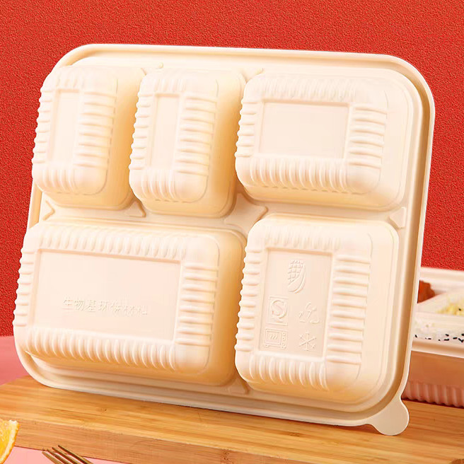 5 Compartment Biodegradable Food Containers Corn Starch Food Grade