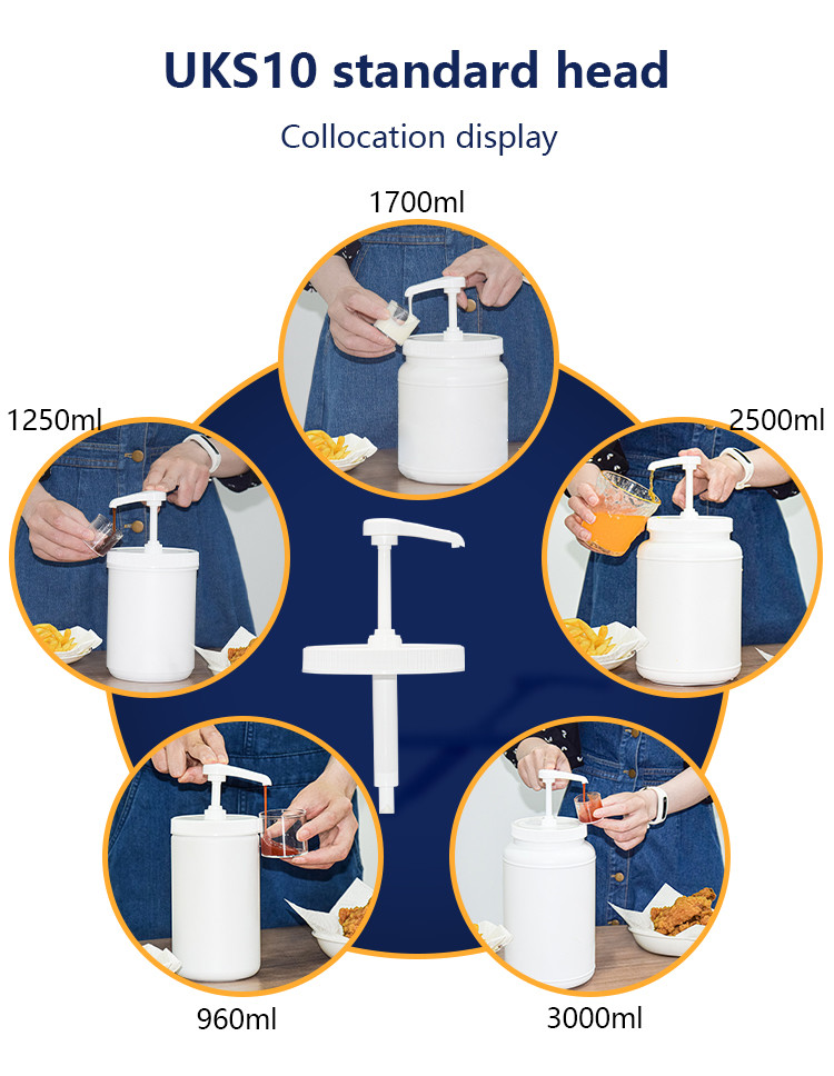 5ml 8ml 10ml Syrup Pump Dispenser With Std Head 3000ml PE Bottle Condiment Kit