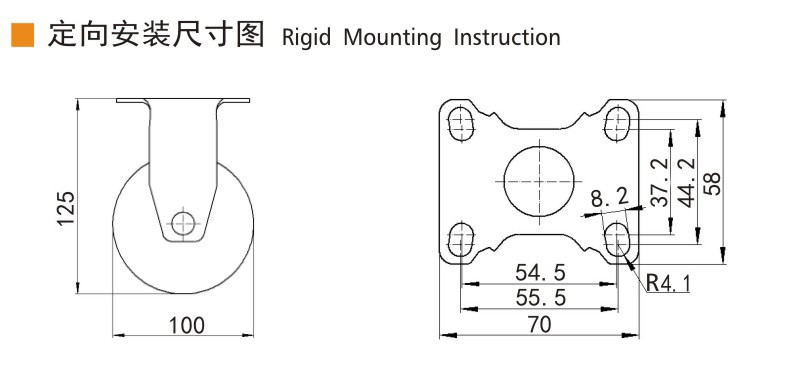Commercial / Industrial Light Duty Casters 4 Inch Swivel Wheels