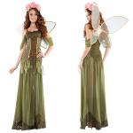 Women's Halloween Role-Play Forest Princess Costume Green Off Shoulder Long