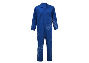 Quality 65% Polyester 35% Cotton Twill Mens Work Coveralls Mid Blue Raglan Sleeve wholesale