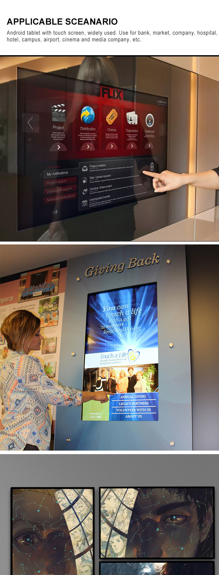 Store Advertising Interactive Display Screens Portable Multi Touchscreen All In One