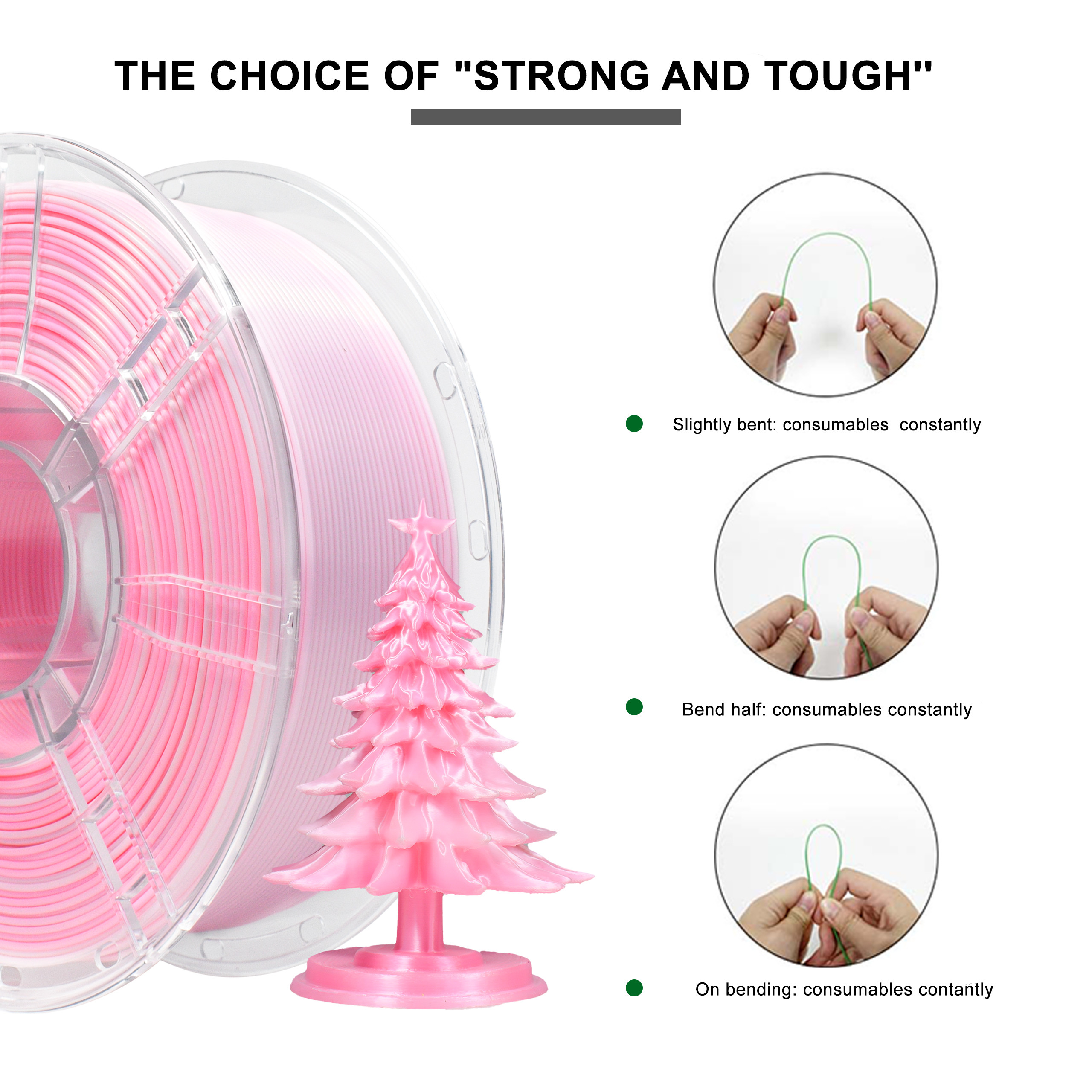 iBOSS PLA+ High Strength Dual Color Gradient Pink White Filament 1.75mm 3d Printing Filament