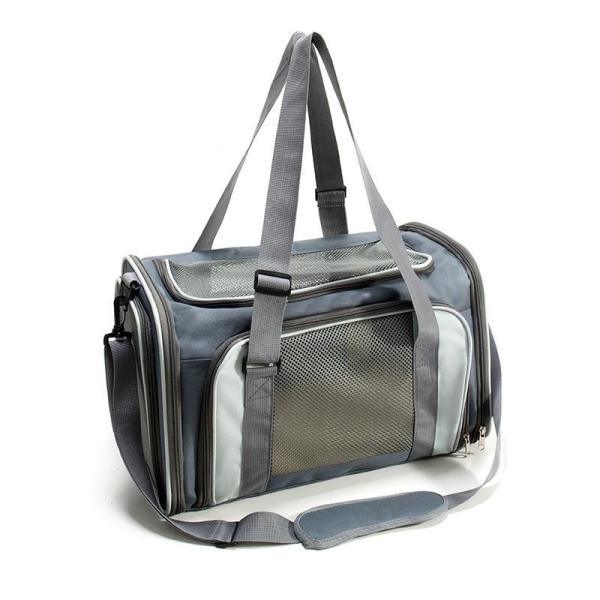 Black Pet Carrier Travel Bag Dog Cat Oxford Breathable 16.3x14.6x3.2" 17x11x9.5