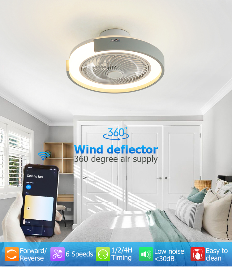 20" Round LED Ceiling Fan with 360 Degree High Airflow and Color Temperature Options