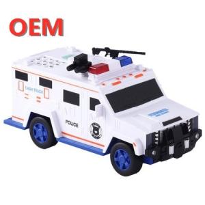 Quality custom Robotic Police Car Toy Coin Bank Cartoon With Finger Print Plastic Money Box wholesale