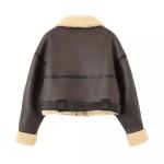 Custom Cropped Leather Jacket Vintage Women′s Motor Jackets Brand Quality Sherpa