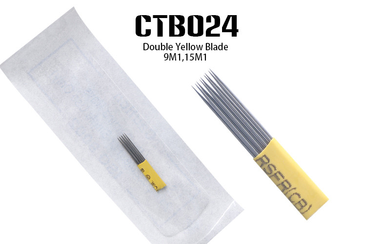 Yellow Shading Blade Microblading Needles Eyebrow Tattoo Double Rows