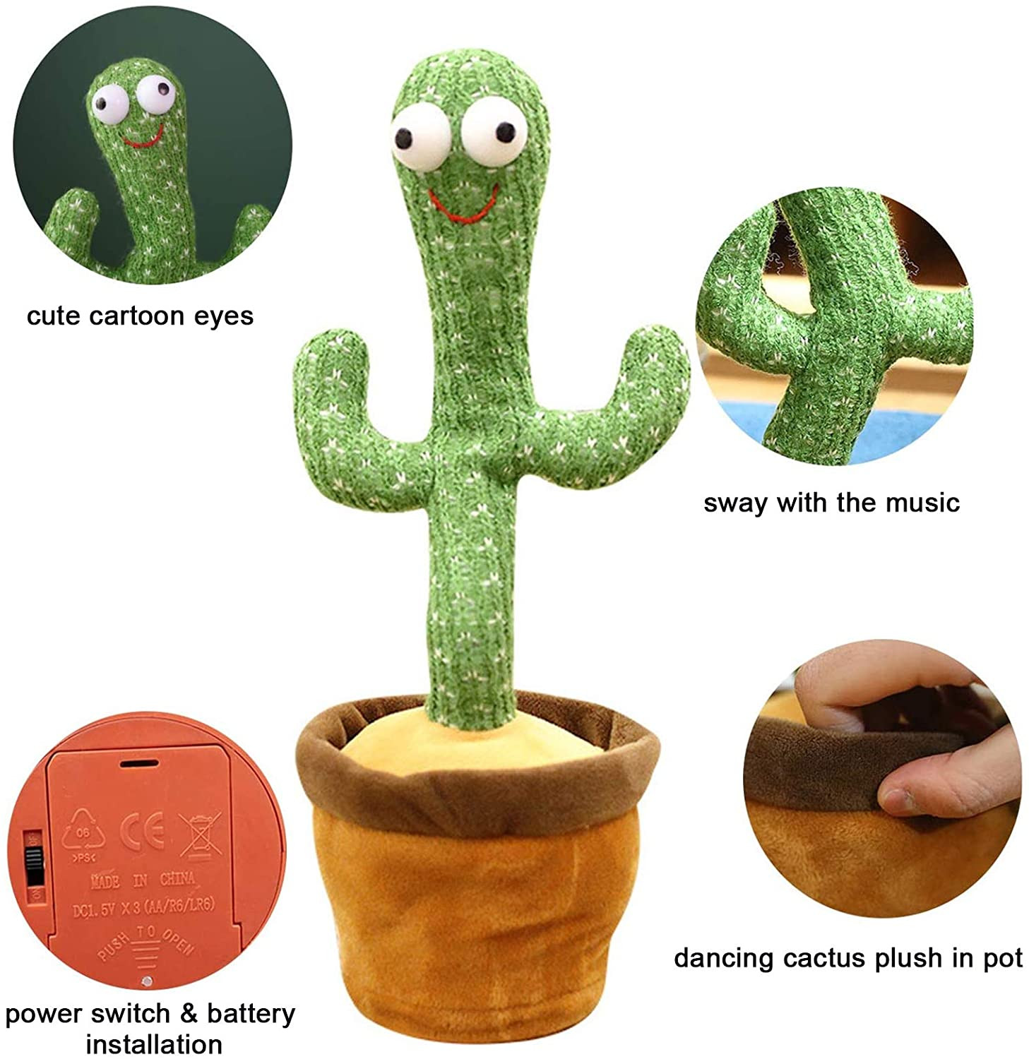Luminous Dancing And Talking Electric Cactus Plush Toy