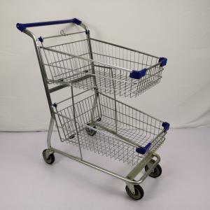 Quality Double Layer Shopping Basket Trolley Zinc Powder Coated Supermarket Shopping Cart wholesale