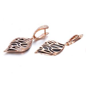 Quality 18K Gold Black Onyx Diamonds Drop Dangle Earrings (GDE022) wholesale