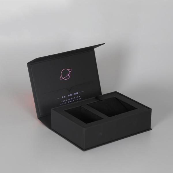 Jewelry flip box customized with black EVA lining ring and bracelet display box