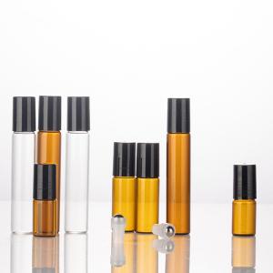 Quality 3 - 10ml Amber Roll On Perfume Bottles Essential Oil Glass Roller wholesale