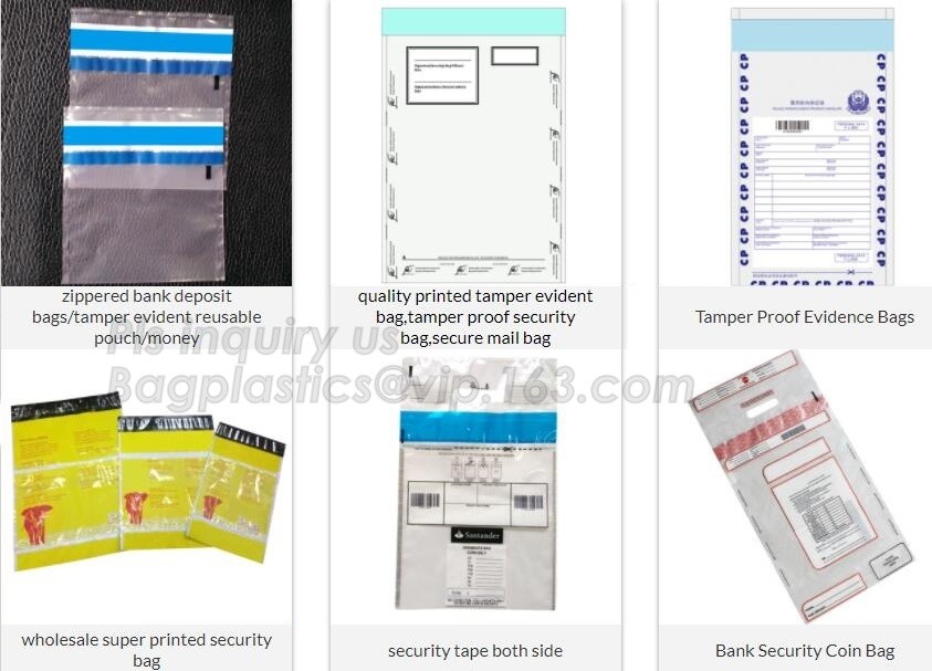 Opaque Tamper Evident Sealing Plastic Bank Money Steb Security Bag / Custom Self Adhesive Plastic Courier Bag, bagease