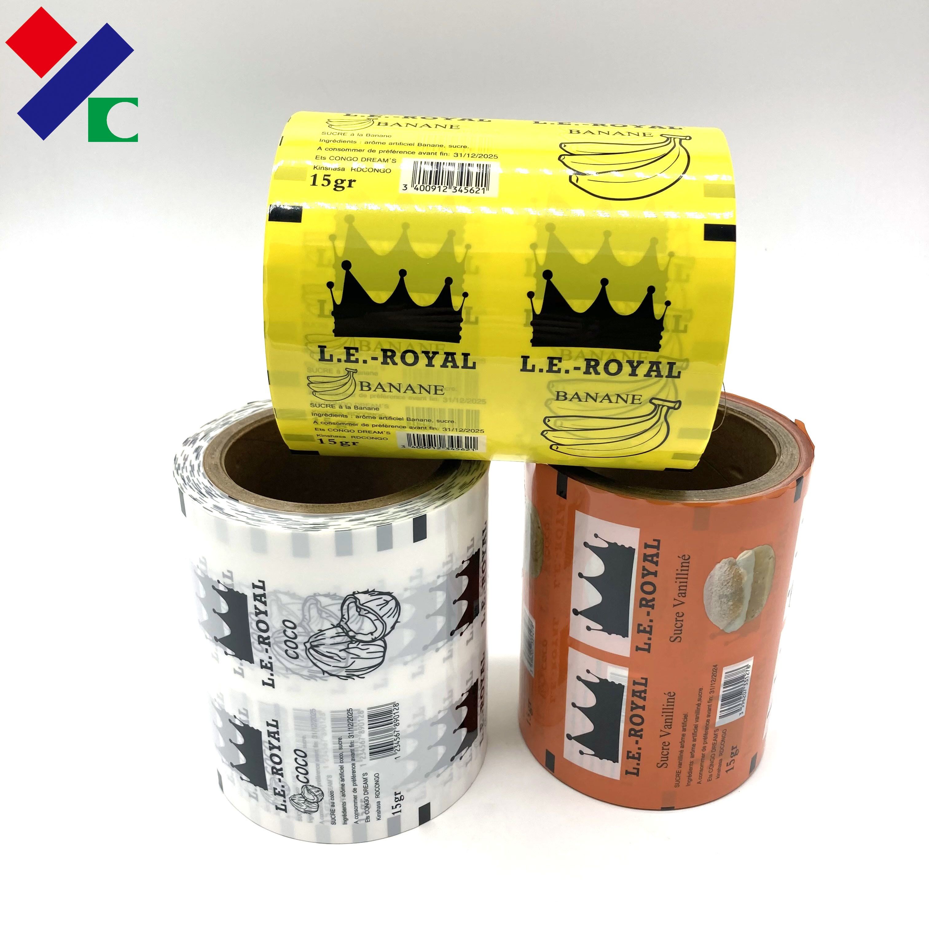 Custom Food Packaging Film Roll Gravure Printing Glossy Finish Coconut Powder Roll