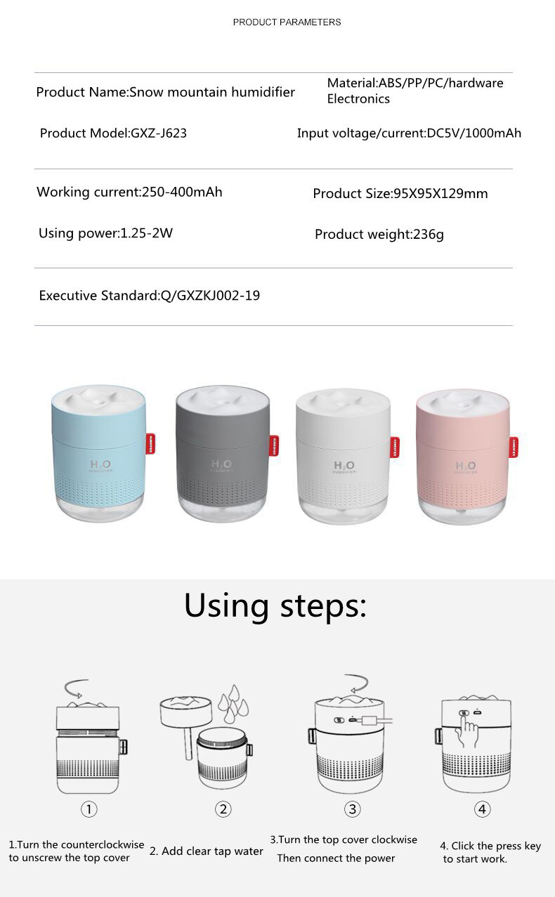 Homefish OEM Luftbefeuchter 500ml Water Tank Capacity Pure Mist Humidifyers Humidificateur d Air Portable Desktop H20 Humidifier