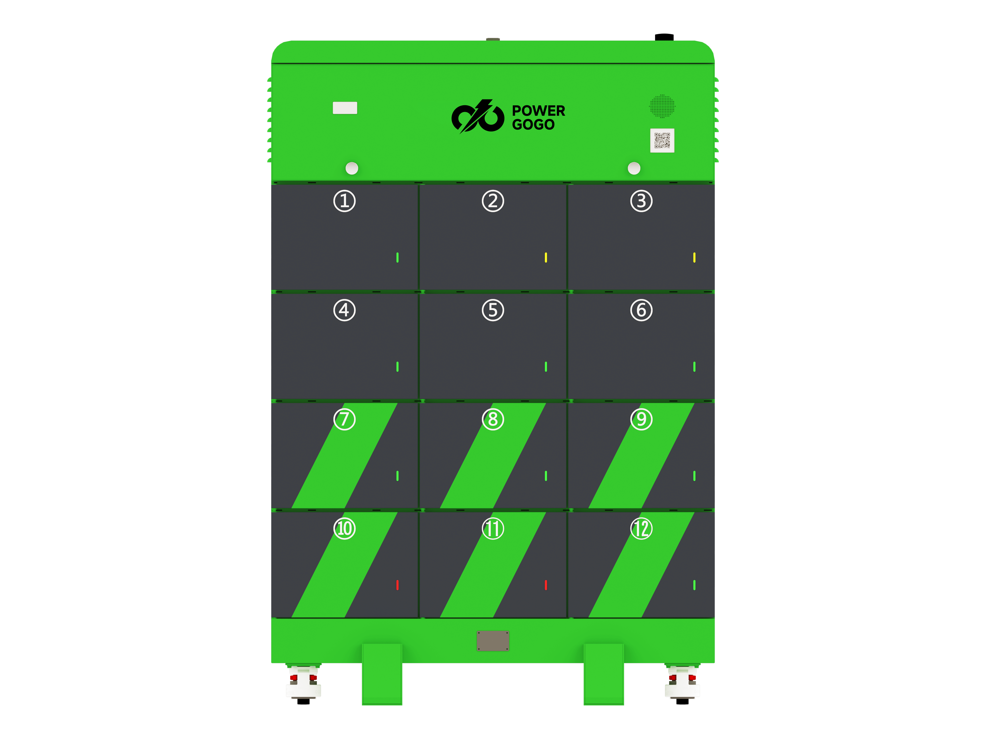 12 Slots charging Battery swapping station with IP54 for two wheels sooter swappable battery