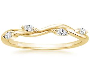 Quality Winding Willow 14K Yellow Gold Jewelry Ring With 2×4mm 0.40ct Diamond wholesale