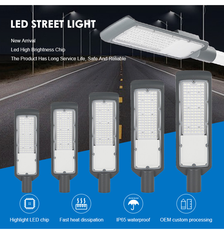 3000-6500K IP65 Waterproof 50 - 200w LED Street Light Die-casting Aluminum